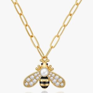 NEW 18K Gold Plated Gold Bee Pendant Necklace